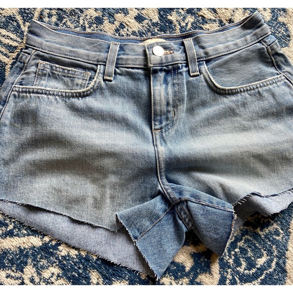 L'AGENCE Women's High Rise Audrey Shorts * Belmont Blue Size 25 Frayed WS15 - Picture 4 of 9